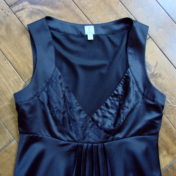 Y2K Black Satin Babydoll Cami Top Tristan Sleeveless Crisscross Pleated Small - Picture 2 of 15